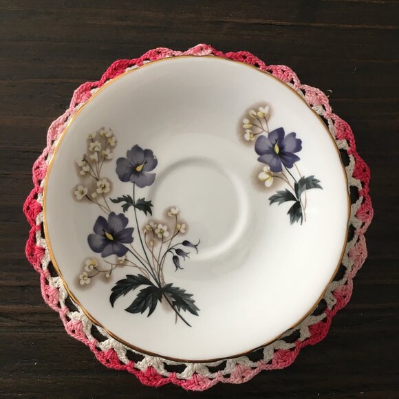 Delphine Purple Flower Bone China Teacup & Saucer Set - Picture 2 of 11